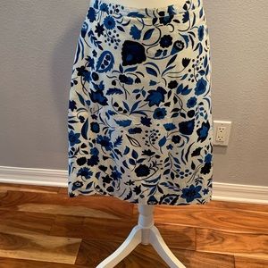 EUC Boden Francesca Cotton Navy Blue Floral Skirt, size 14R US